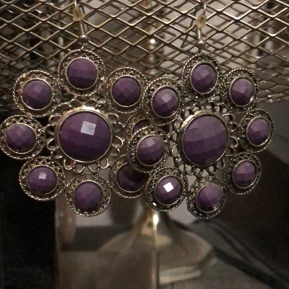 Purple & Dark Metal Earrings